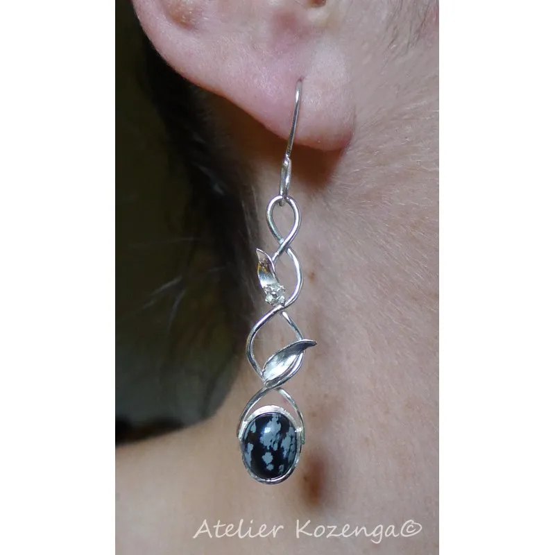 L'Atelier Kozenga Eleniel boucles d'oreilles argent obsidienne