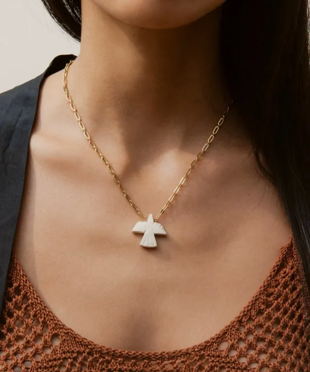 Elise Tsikis Pursley collier pendentif oiseau orange