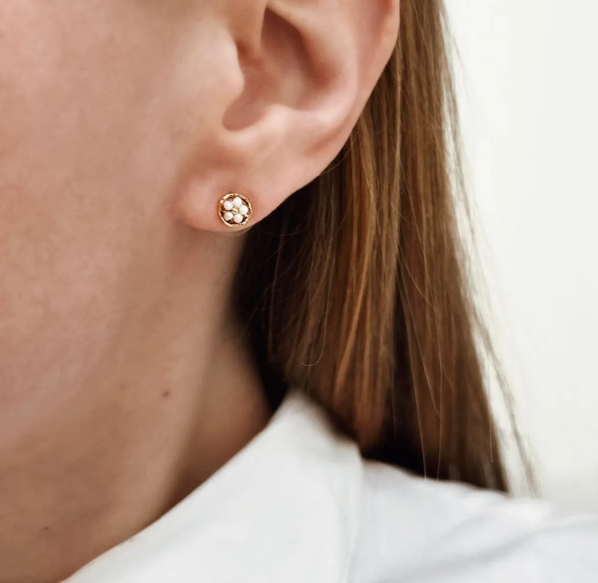 Elise Tsikis Genia boucles d'oreilles enfant rose 0,6 cm
