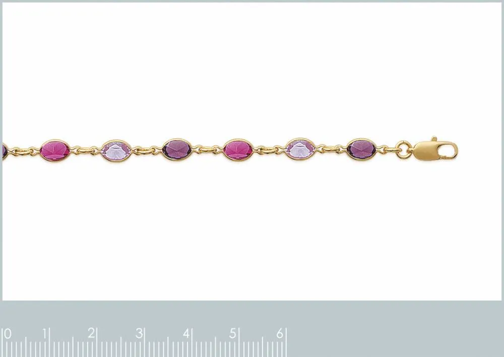 Oriana France cristaux violets bracelet plaqué or