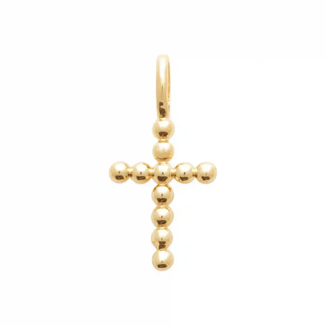 Oriana France croix pendentif plaqué or perlé