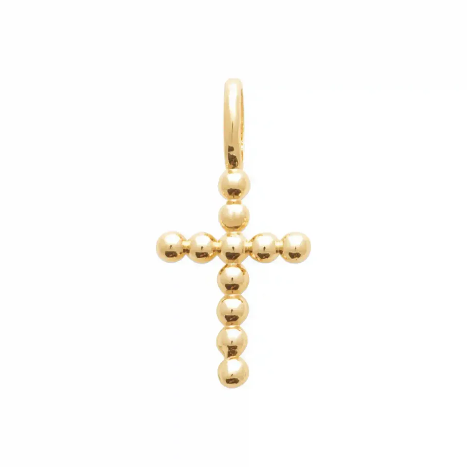 Oriana France croix pendentif plaqué or perlé
