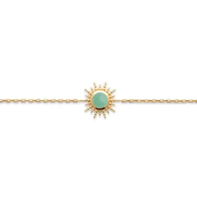 Oriana France bracelet soleil aventurine plaqué or pierre verte