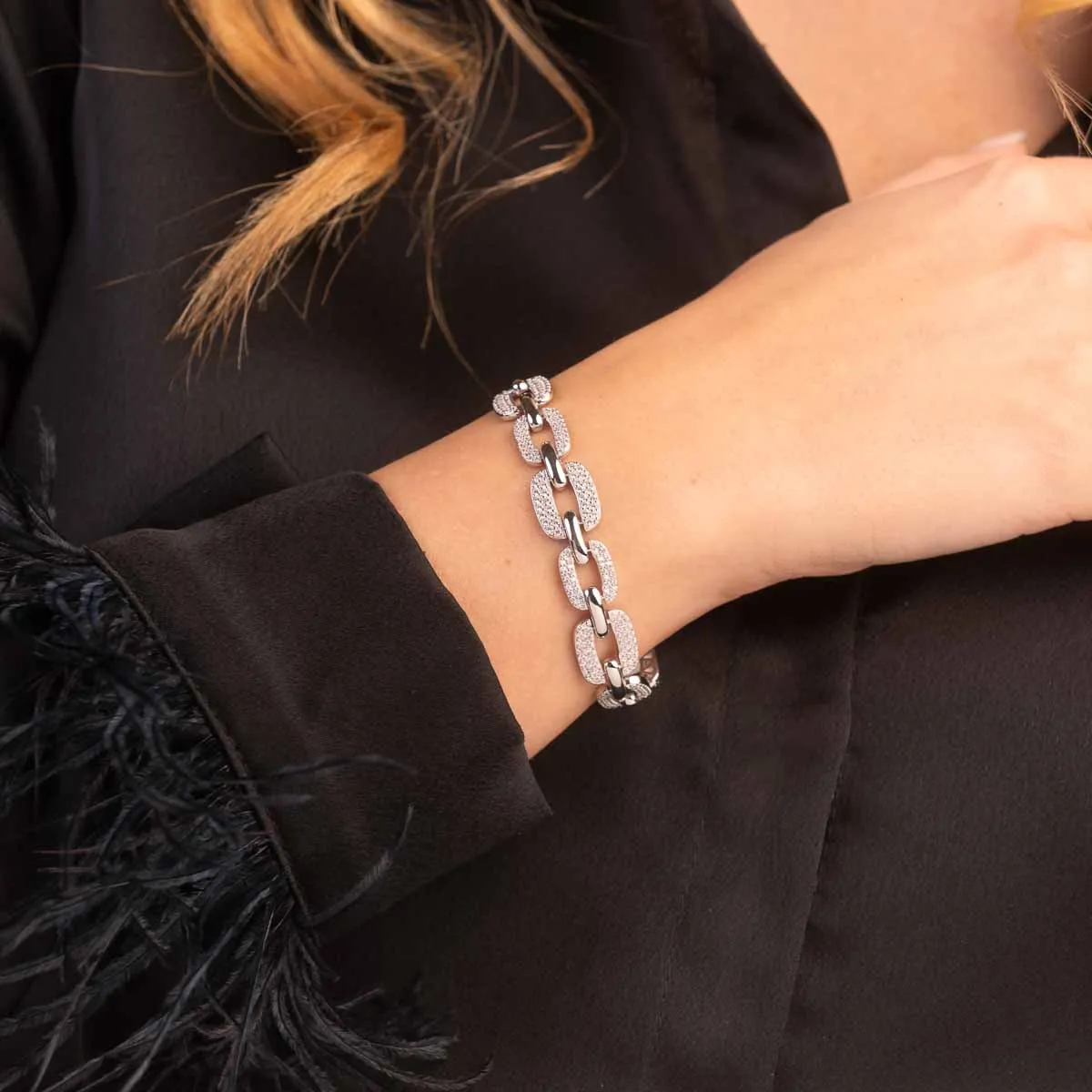 Ultima Edizione geometrico bracelet zircons blancs géométrique