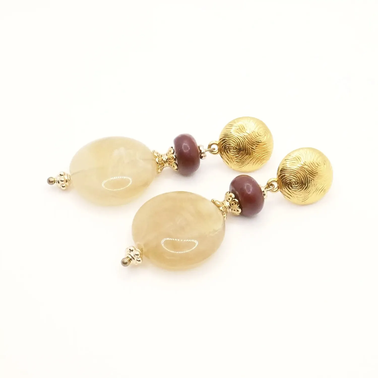 Cloralys Antoinette boucles d'oreilles beiges marbrées