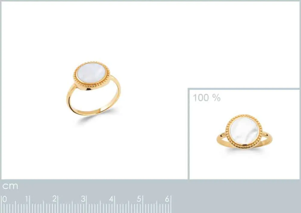 Oriana France nacre ovale large bague plaqué or vintage