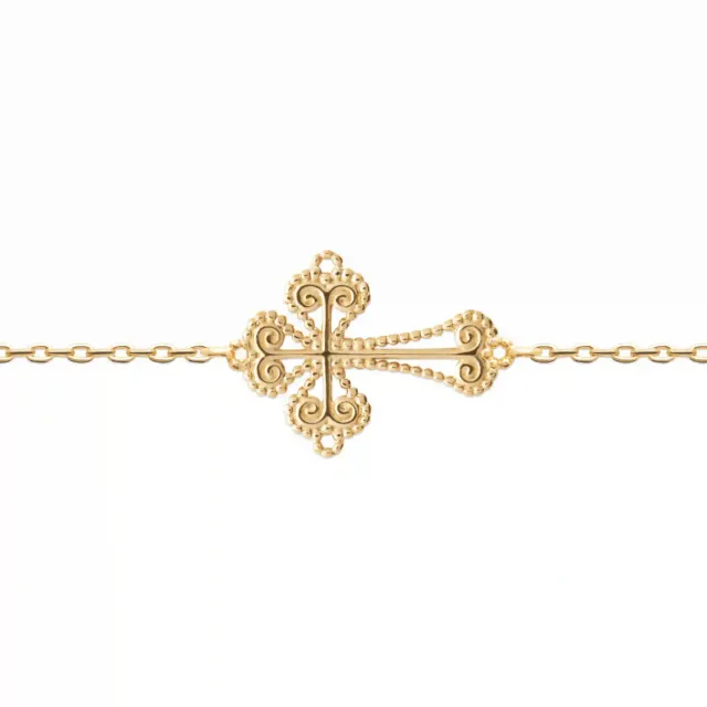 Oriana France croix chrétienne bracelet plaqué or 18 carats