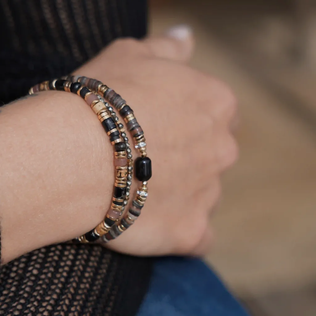 Cloralys Capucine bracelet 15 cm heishi hématite doré