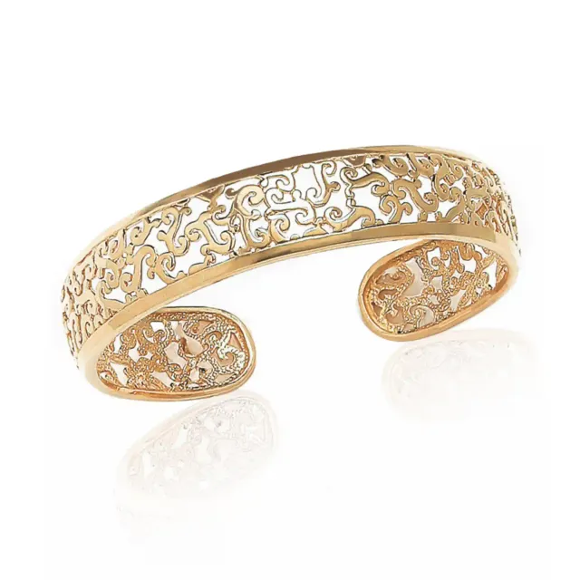 Oriana France bracelet jonc ajouré arabesques plaqué or