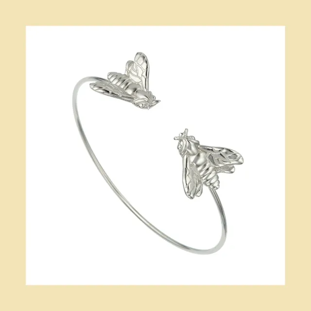 Lorella Tamberi Canal Bee Queen bracelet deux abeilles argenté