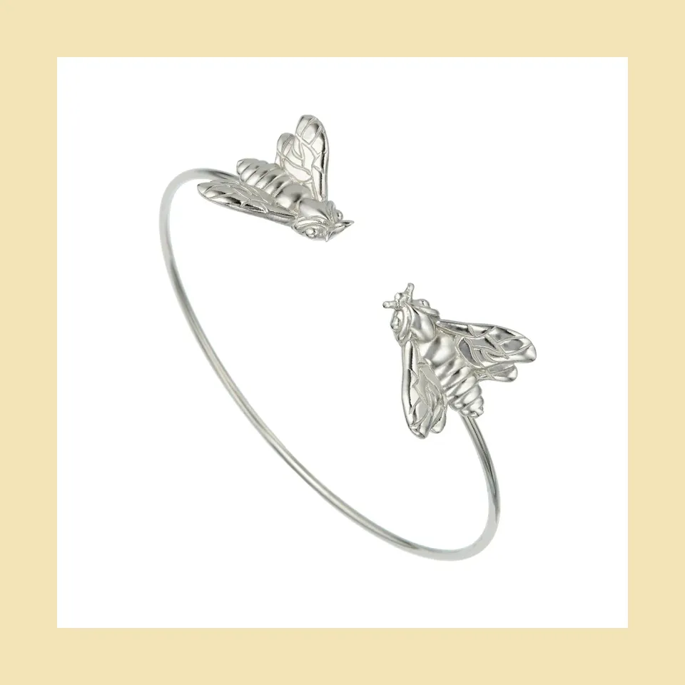 Lorella Tamberi Canal Bee Queen bracelet deux abeilles argenté