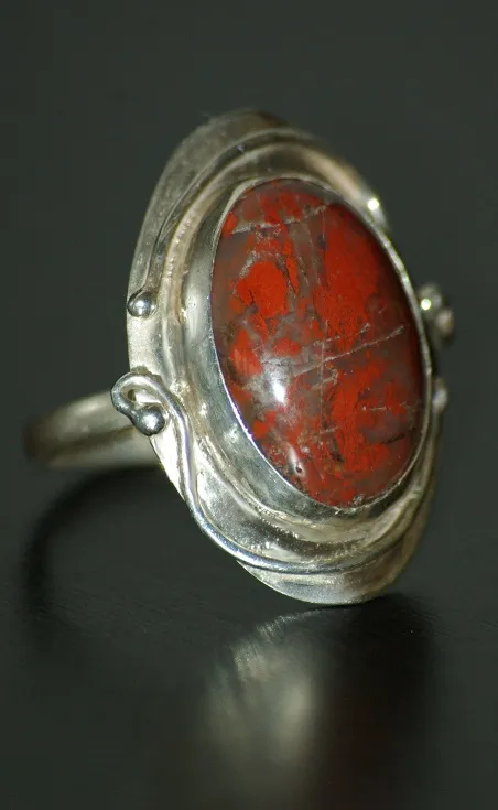 L'Atelier Kozenga Jaspe rouge bague argent 950 taille 50