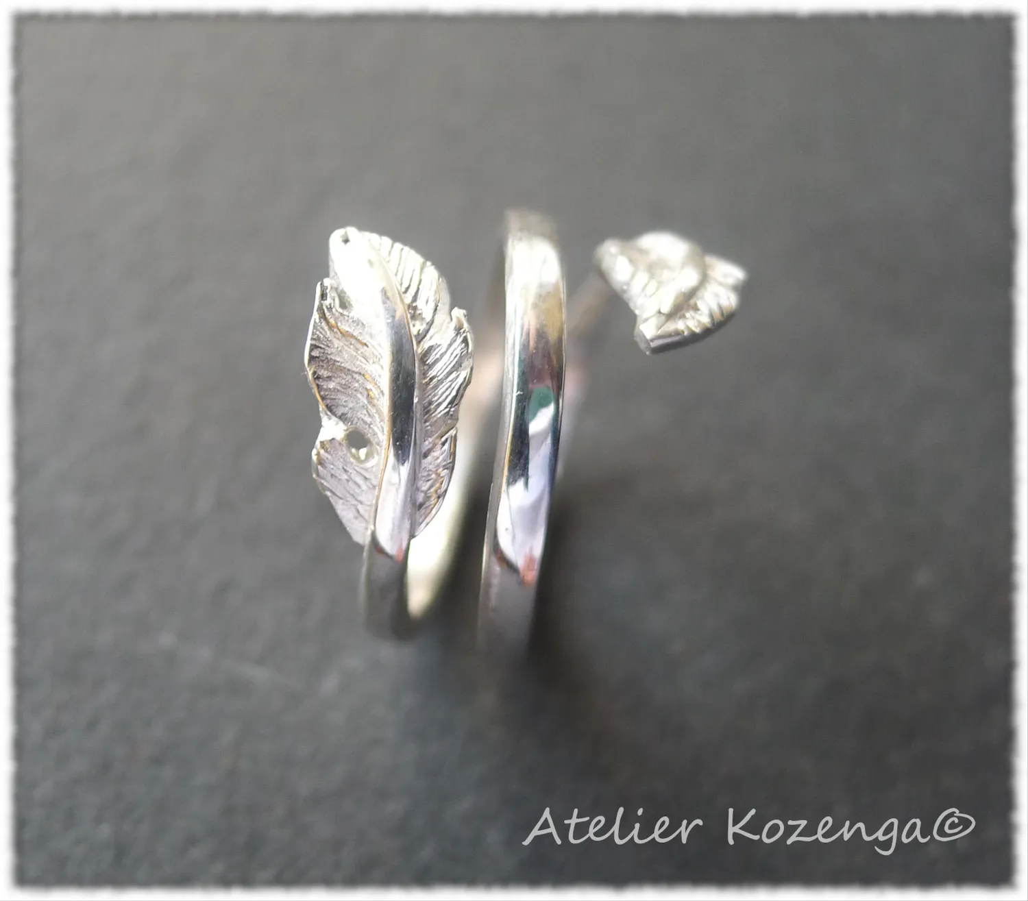 L'Atelier Kozenga Plume bague argent massif légère