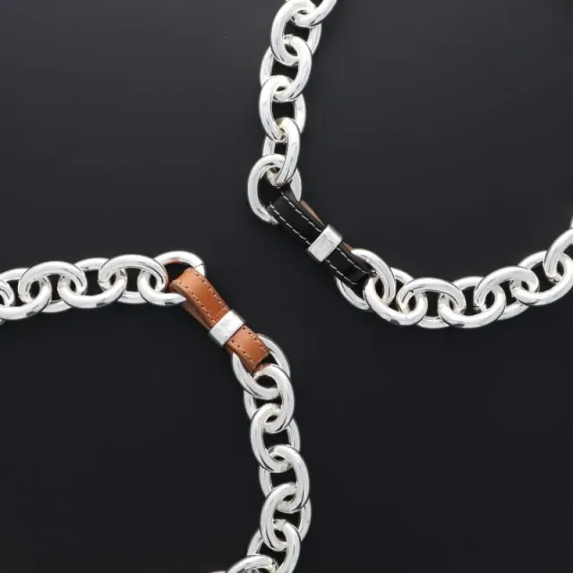 Secret de Cuir N°914 collier maille XXL cuir 47 cm