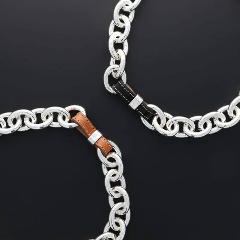 Secret de Cuir N°914 collier maille XXL cuir 47 cm