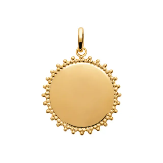 Oriana France grand soleil pendentif plaqué or médaille