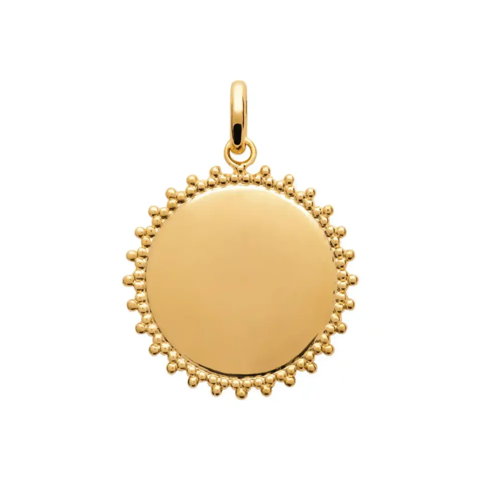 Oriana France grand soleil pendentif plaqué or médaille