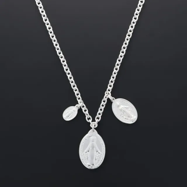 Secret de Cuir N°1417 Madone collier plaqué argent 3 pendentifs