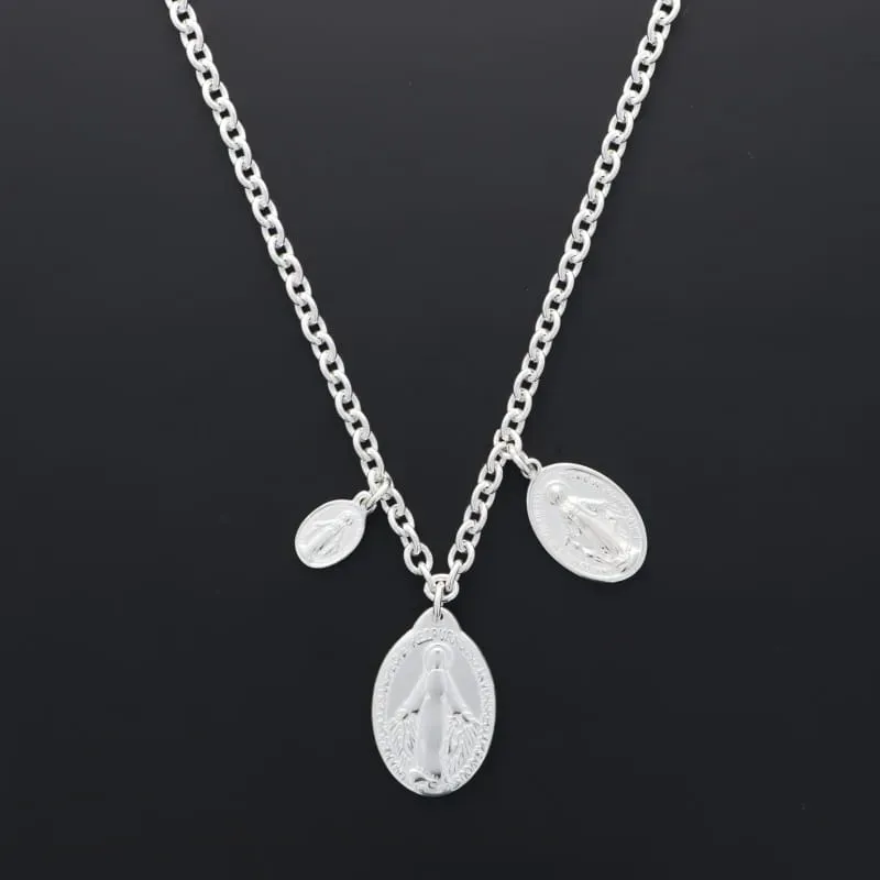 Secret de Cuir N°1417 Madone collier plaqué argent 3 pendentifs