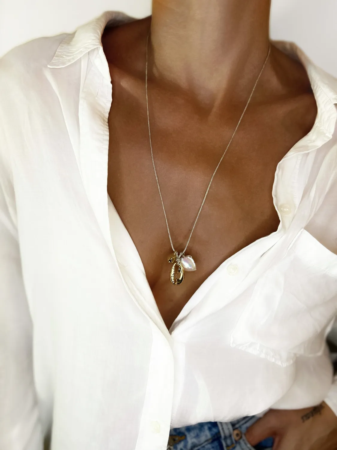 Elise Tsikis Mystras collier perle culture coton