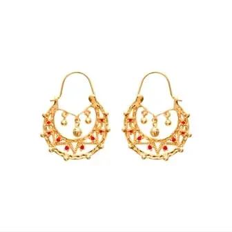 Oriana France savoyardes boucles d’oreilles créoles plaqué or rouges