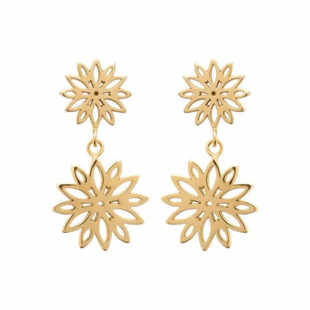 Oriana France boucles pendantes fleur ajourée plaqué or hypoallergénique