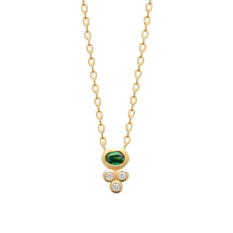 Oriana France émeraude collier plaqué or synthétique