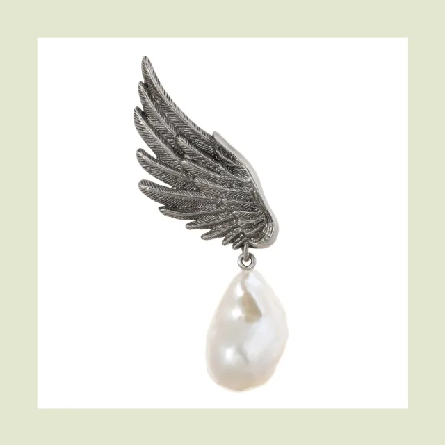 Lorella Tamberi Canal Artemis Wing broche aile perle noircie