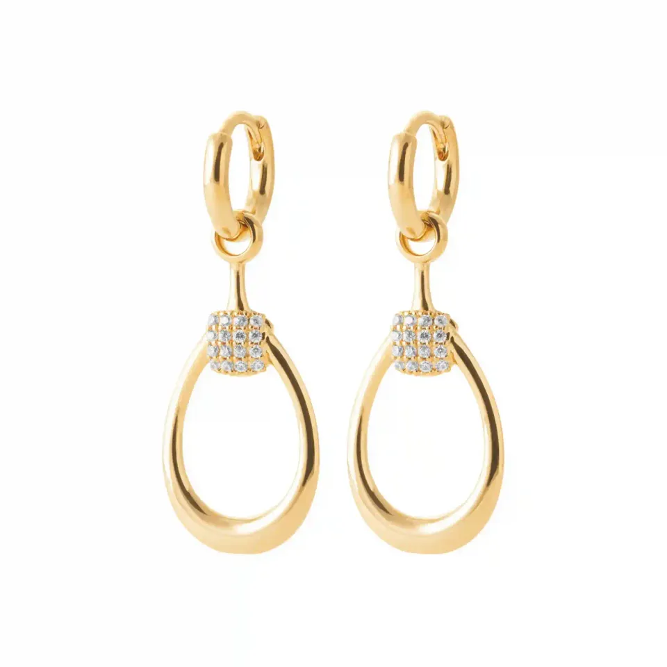 Oriana France goutte ajourée boucles d’oreilles plaqué or
