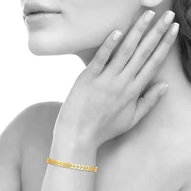 Oriana France bracelet plaqué or feuilles laurier 16 cm