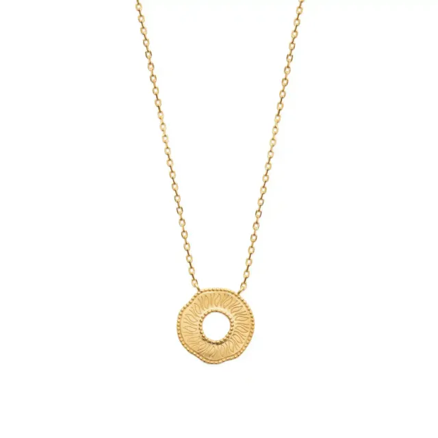 Oriana France collier anneau plaqué or pendentif gravé