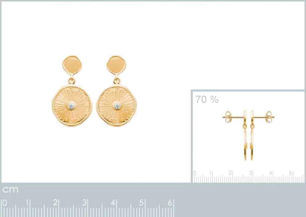 Oriana France Soleil boucles d'oreilles pendantes plaqué or