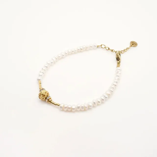 Cloralys Maribelle bracelet perles 15 + 3 cm blanc doré