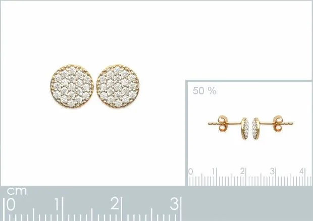 Oriana France boucles pastilles zircons plaqué or blanc