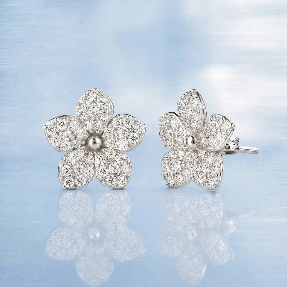 ULTIMA EDIZIONE fleur pavé boucles puces