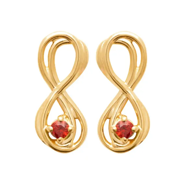 Oriana France clous infini plaqué or pierre rouge lobes