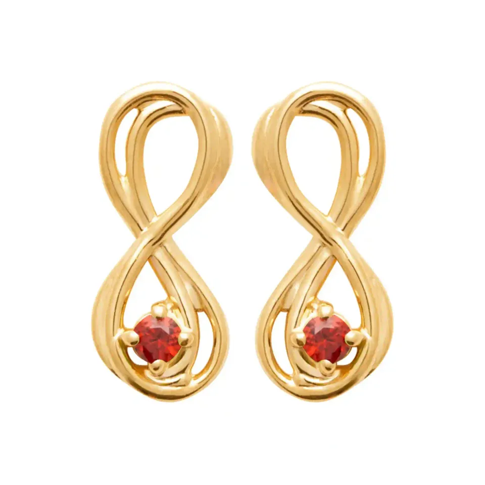 Oriana France clous infini plaqué or pierre rouge lobes