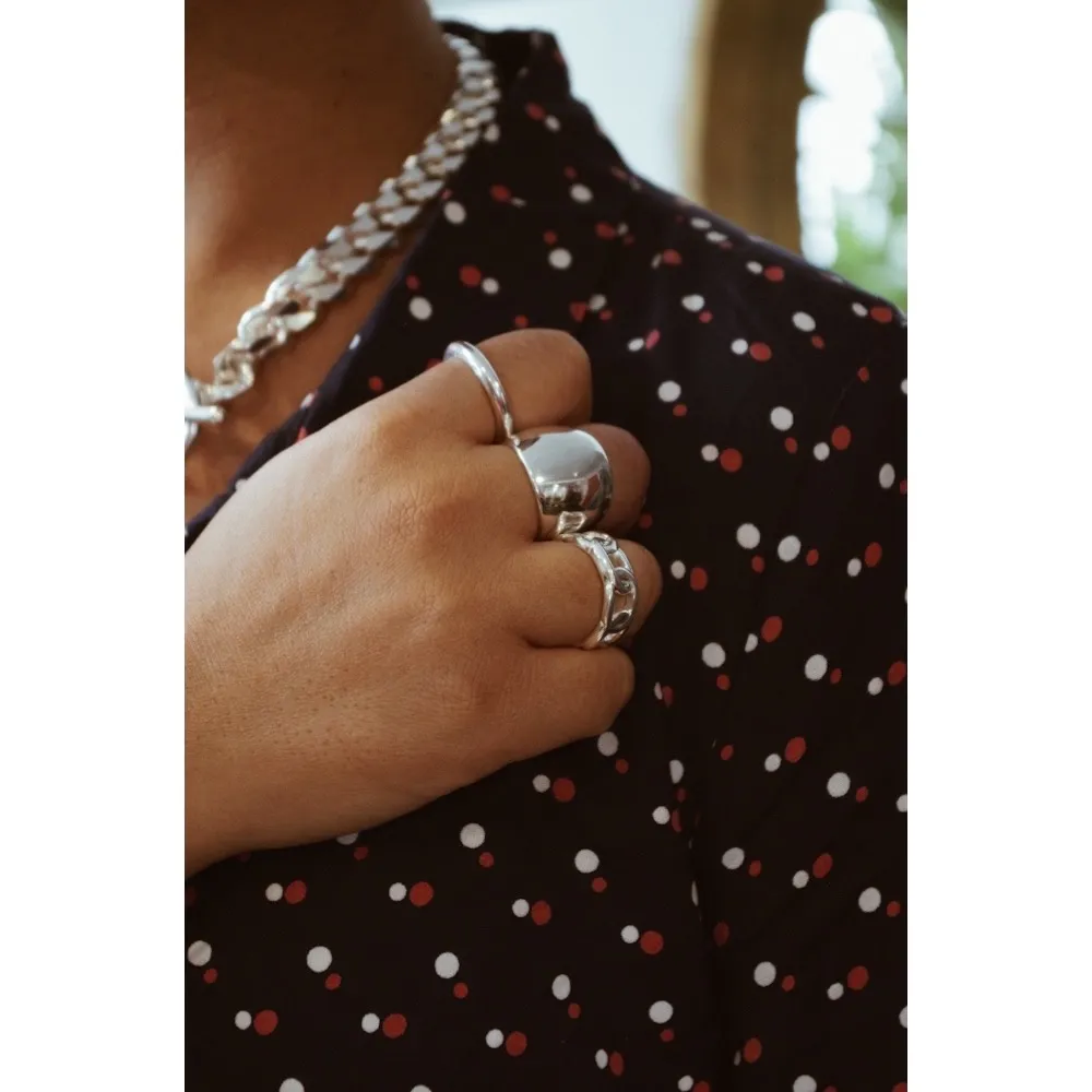 Secret de Cuir N°1004 bague maillons plaqué argent