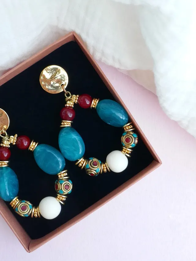 Cloralys Esmée boucles d’oreilles bleues 6,5 cm