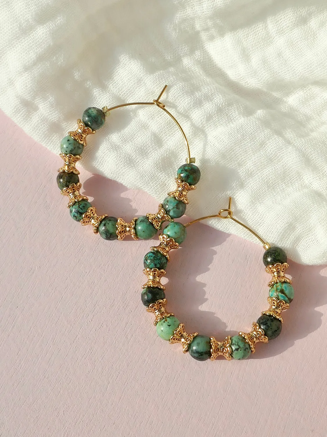 Cloralys Flavie créoles turquoise Afrique 3,5 cm