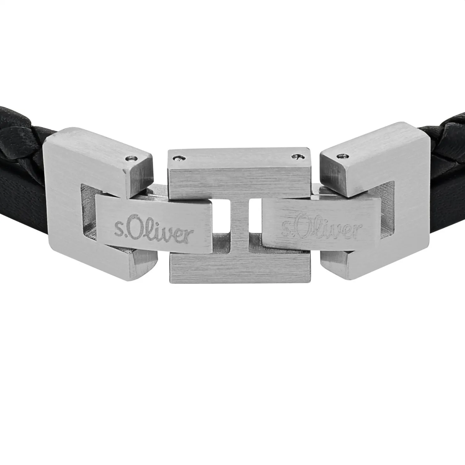 s.Oliver bracelet cuir noir homme acier 20 cm