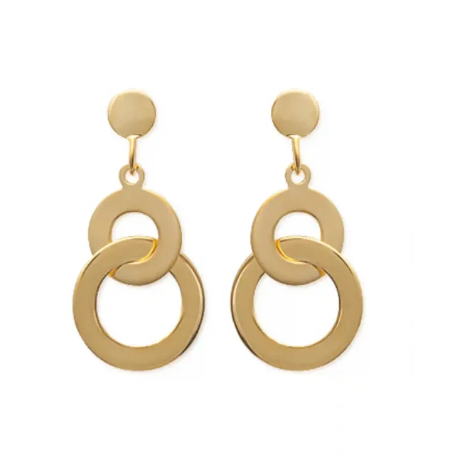 Oriana France boucles pendantes 2 anneaux plaqué or