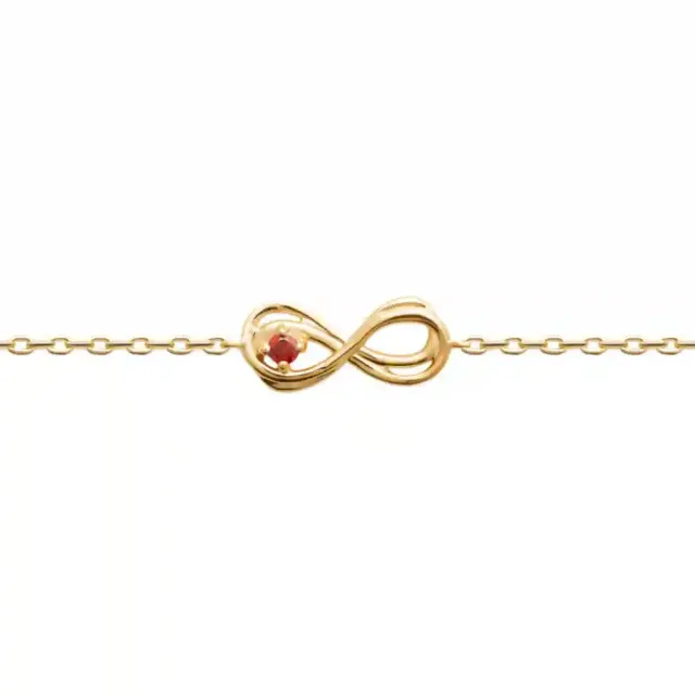 Oriana France bracelet infini pierre rouge plaqué or