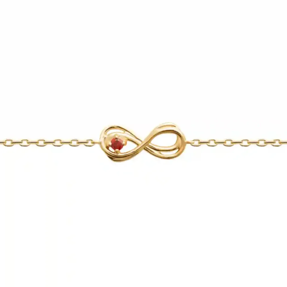 Oriana France bracelet infini pierre rouge plaqué or