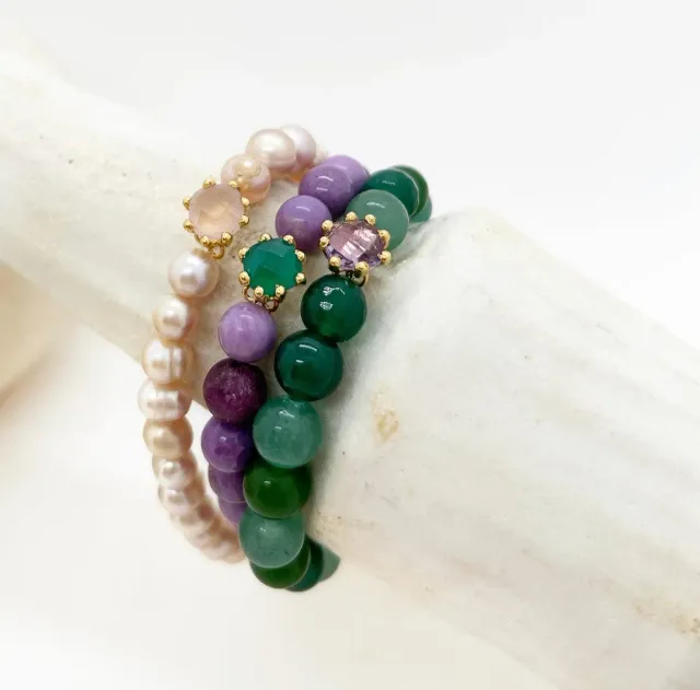 Elise Tsikis Dehani bracelet vert pierres naturelles onyx
