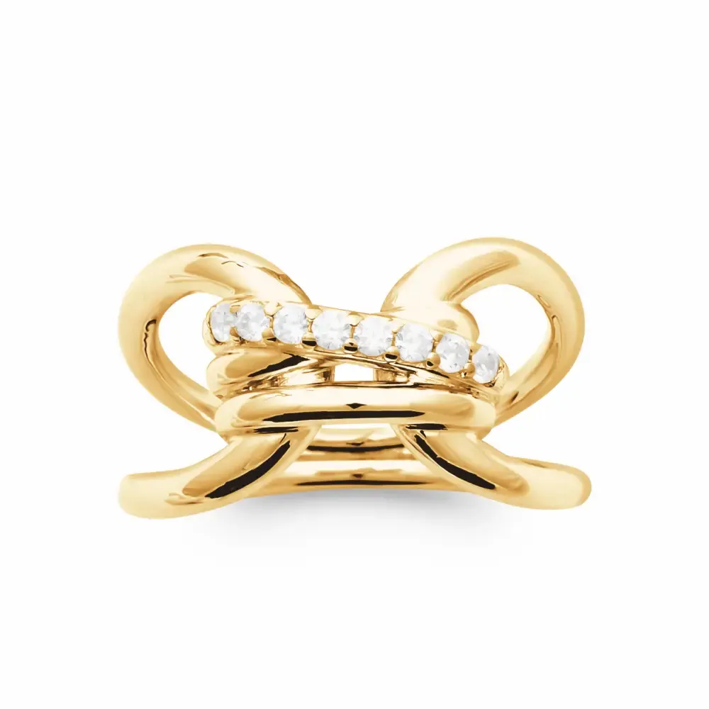 Oriana France bague bobine zirconium plaqué or large