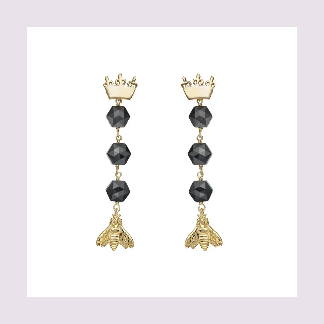 Lorella Tamberi Canal Bee Queen boucles grenat noir doré
