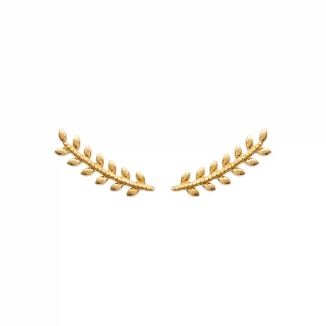 Oriana France Laurier boucles d’oreilles grimpantes plaqué or