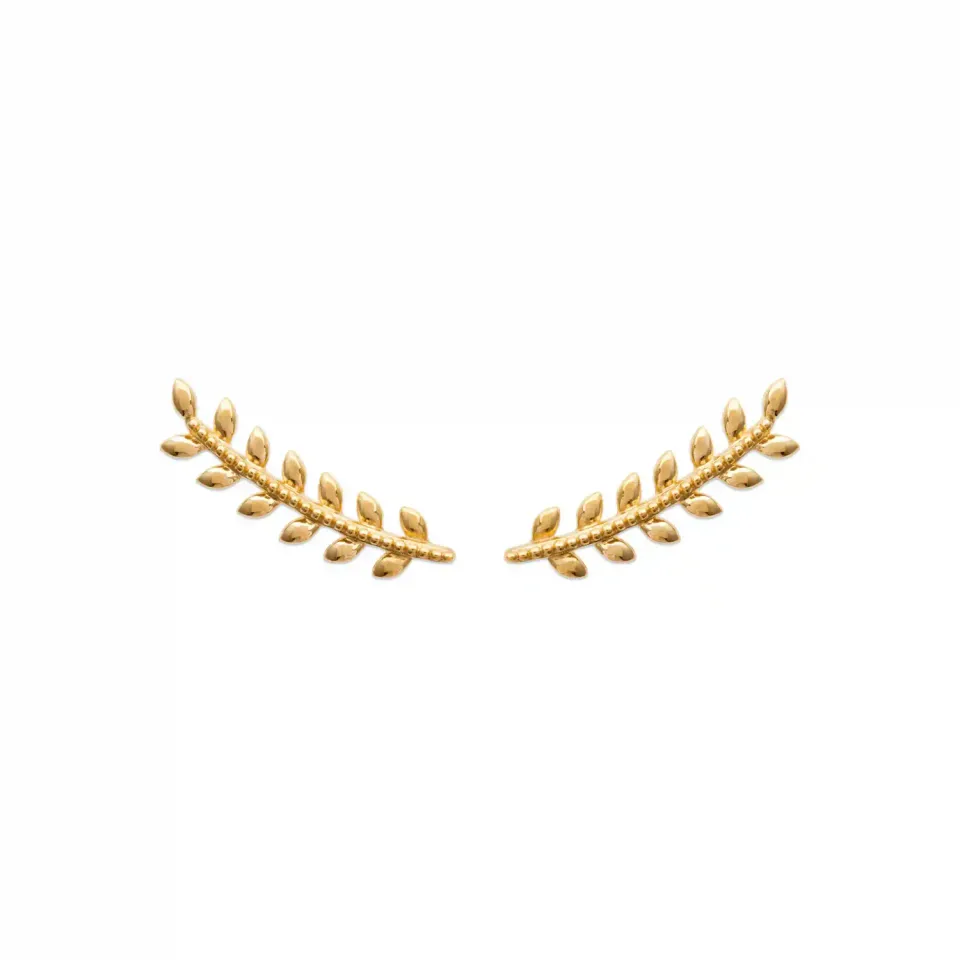Oriana France Laurier boucles d’oreilles grimpantes plaqué or