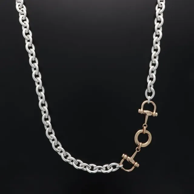 Secret de Cuir N°1746 2 mors sautoir bicolore argent or